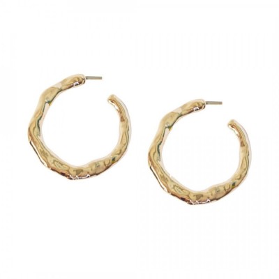 Hammered Hoop Earrings-RG