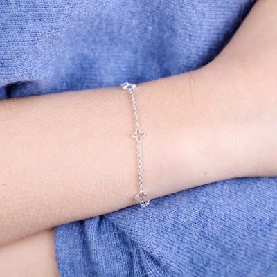 Sterling silver multiple lucky clover bracelet