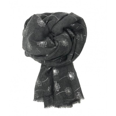 Scarf-Charcoal Dandelion Silver Foil