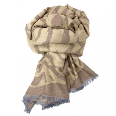 Zebra Stripe Reversible Blanket Scarf Brown/Beige