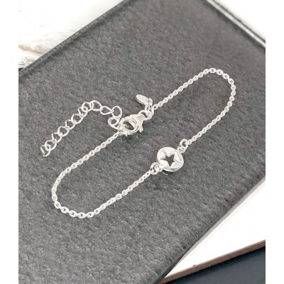 Sterling Silver single star disc bracelet