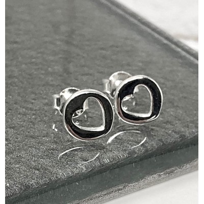 Sterling Silver heart stud earrings