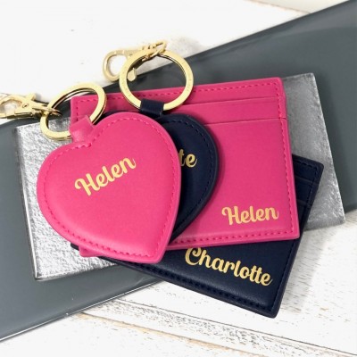  Personalised Card Holder And Heart Keyring Gift