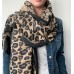 Leopard Print Reversible Blanket Scarf Blues