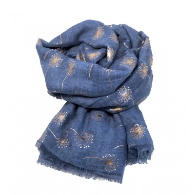 Scarf-Silver Grey Dandelion Rose Gold Foil