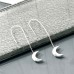 Half Moon threader Sterling Silver long earrings. silver threader earrings, threader earrings uk, moon and stars, celestial earrings