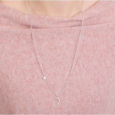  Moon And Star Silver Necklace