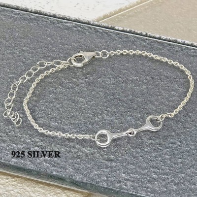 Sterling Silver 925 Horse Bit Equestrian Bracelet