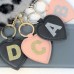 Alphabet Personalised Heart Faux Leather Keyring