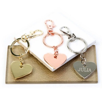 Personalised Heart & Star Keyring