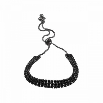 3 Row Sparkly Pull Bracelet Black