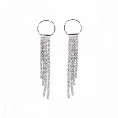 Circle & Sparkle Drop Earrings SIL