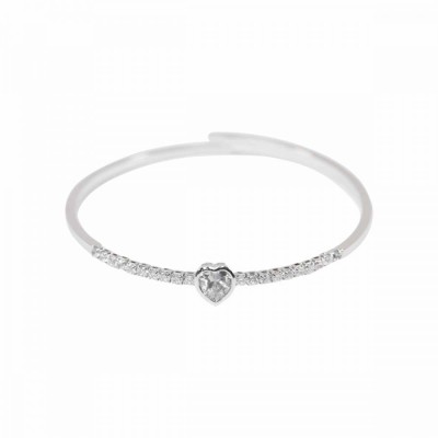 Flexible Sparkly Heart Bangle SIL