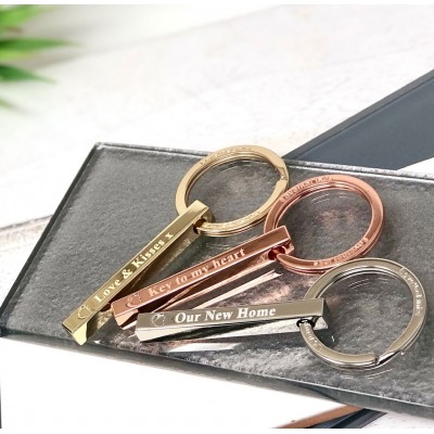 Personalised Love Heart Bar Keyring