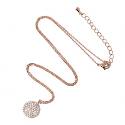 Disc Sparkly Necklace-Rose Gold