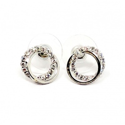 Entwined Circle Sparkly earrings SIL
