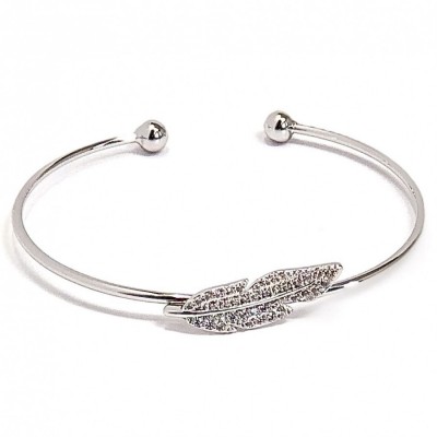 Sparkly Feather Bangle-Silver