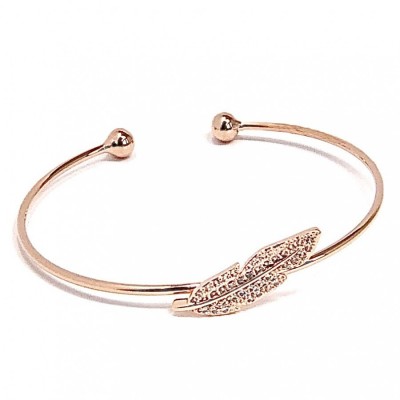Sparkly Feather Bangle-Rose Gold