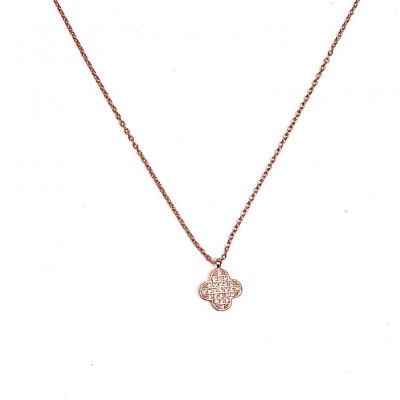 Clover Sparkly Necklace-Rose Gold