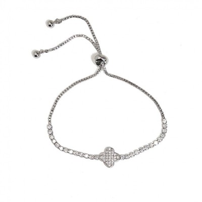 Clover Sparkly Bracelet-Silver