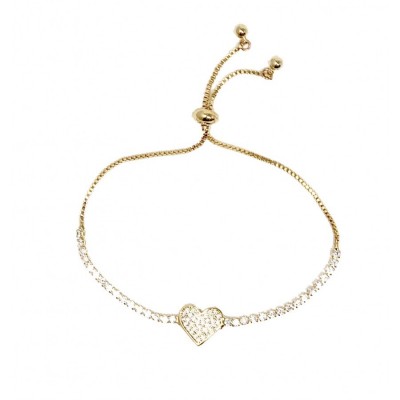 Heart Pull Bracelet-Yellow Gold