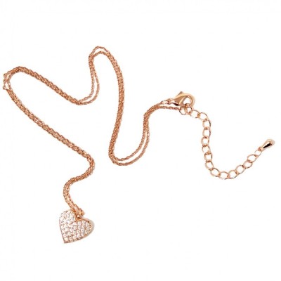 Heart Sparkly Necklace-Rose Gold
