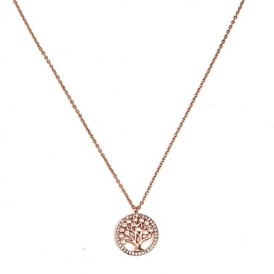 Tree of Life Sparkly Necklace-Rose