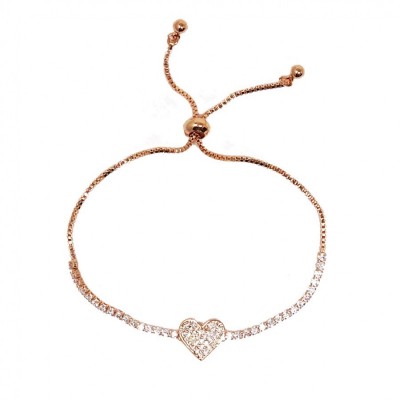Heart Pull Bracelet-Rose Gold