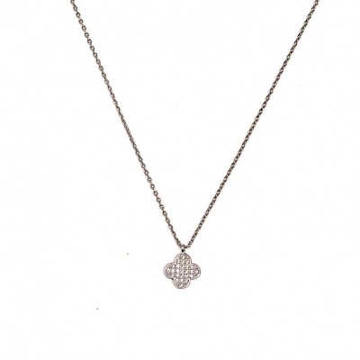 Clover Sparkly Necklace-Silver