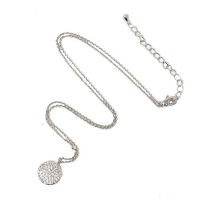 Disc Sparkly Necklace-Silver