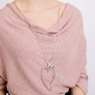Elongated Heart Long Necklace