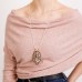 Triple hammered ring Hoop Statement Long Necklace