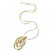 Triple hammered ring Hoop Statement Long Necklace