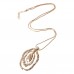 Triple hammered ring Hoop Statement Long Necklace