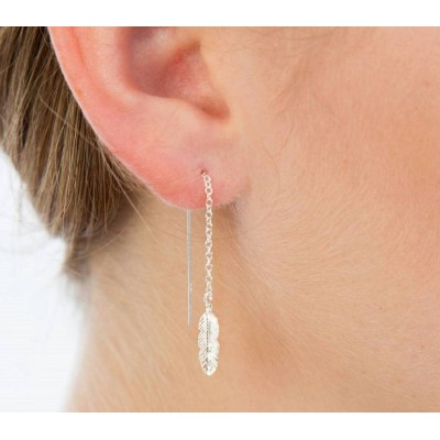 Feather Sterling Silver Threader Earrings