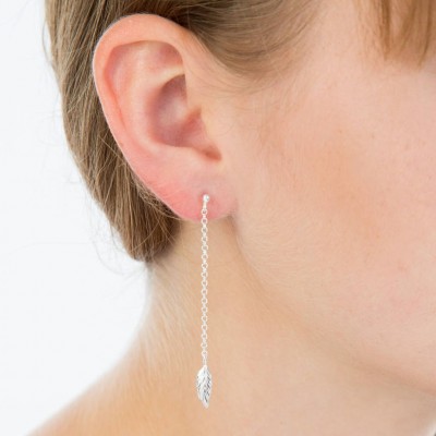 Feather Silver Hanging Earrings