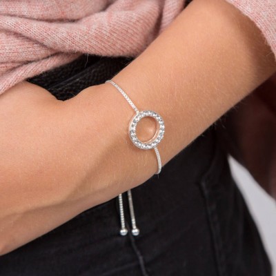 Halo Crystal Circle Slider Bracelet