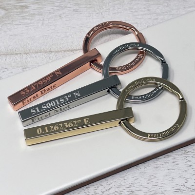 Coordinates Personalised Bar Keyring