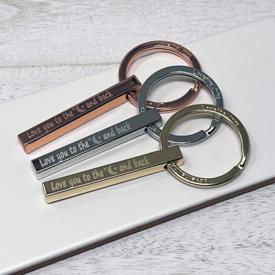Moon and Back Personalised Bar Keyring