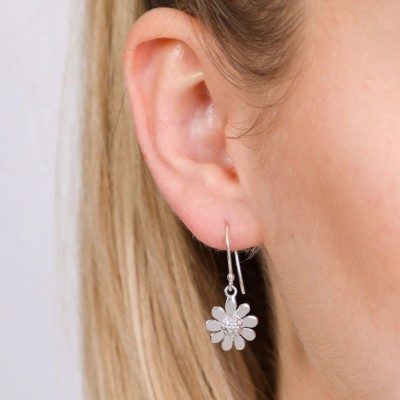 Daisy Silver Drop Earrings