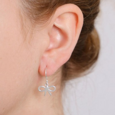 Bow Silver Drop Earrings