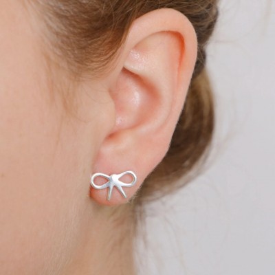 Bow Silver Stud Earrings
