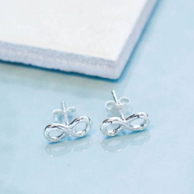 Infinity Silver Stud Earrings
