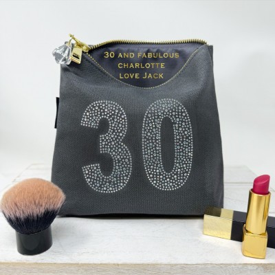 Grey Rhinestone 30th Birthday Bag