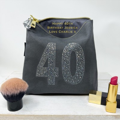 Grey Rhinestone 40th Birthday Bag