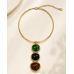 Gold Triple Gem Pendant Collar Necklace