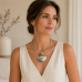 Dual Tone Sculptural Statement Necklace