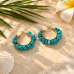 Turquoise Gemstone Chip Gold Hoop Earrings