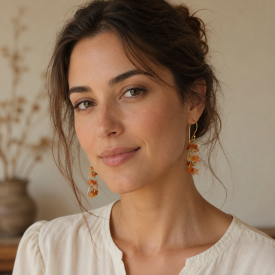 Carnelian Chip Dangle Earrings