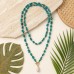 Long Turquoise Gemstone Necklace with Baroque Pearl Pendant